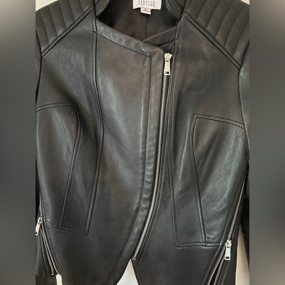 Barney's New York Leather Biker Jacket size M vintage excellent condition - Picture 6 of 12